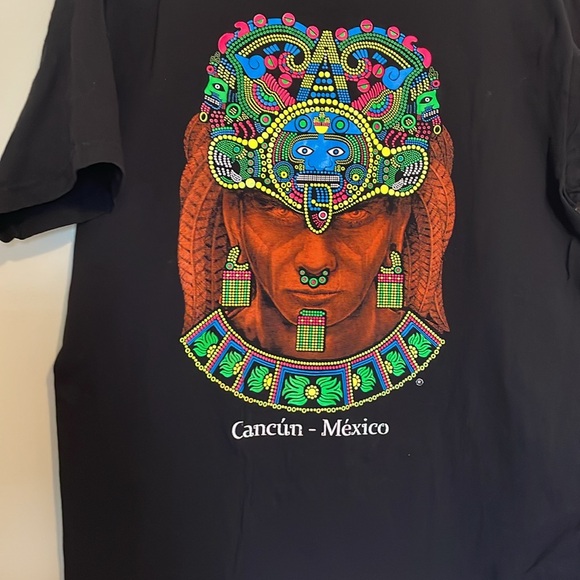 Cancun Mexico Black Short Sleeve Tee with Psychedelic Graphic - Picture 2 of 4